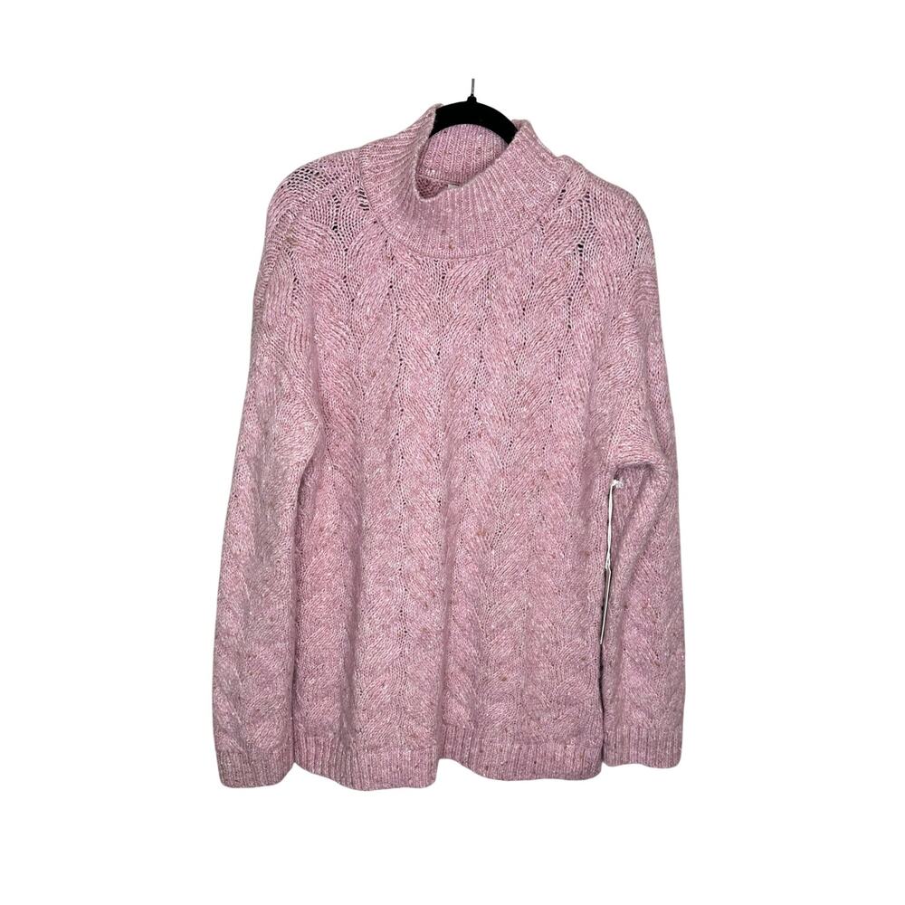 Joie Josie Sweater Womens L Pink Ribbed Mock Neck Wool Blend Oversized Knit NWT